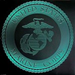 US Marine Corps Seal etched carved glass US Marine Corps Seal etched carved glass