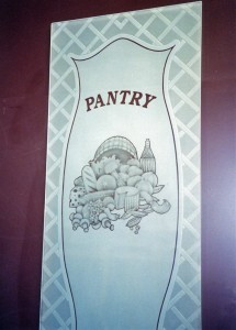 etched glass pantry door wine bread basket "Vino" Sculpture Carved, multi-stage sandblasted glass.