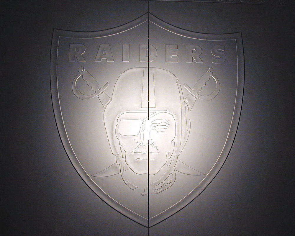 etched glass raiders logo by sans soucie Etched glass, carved glass Raiders logo on Glass Doors