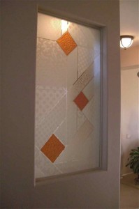 etched painted glass pattern geometric matrix Interior Window with "Matrix"