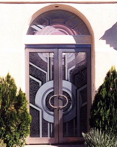 frosted glass doors window geometric out