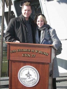 chauncey & leeann gannett at commissioning george hw bush aircraft carrier Chauncey & LeeAnn Gannett of Sans Soucie Art Glass at the commissioning ceremony in Norfolk, Virginia, January 2009.