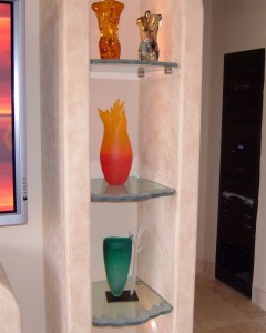decorative glass shelf sans soucie shoreline edge Glass Niche Shelves with Iceberg, chiseled edges