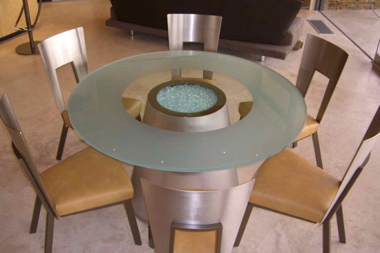 Contemporary custom glass table top.