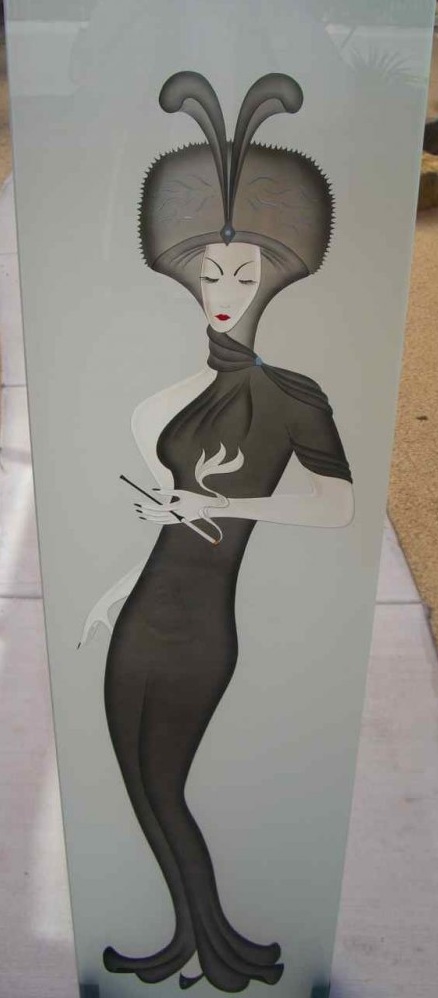 frosted glass woman cigarette black cape fur frosted glass woman cigarette black cape fur
