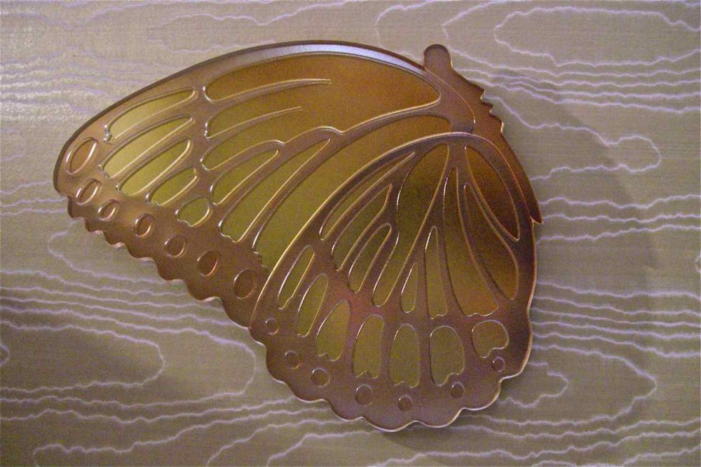 hand painted glass butterfly carved art