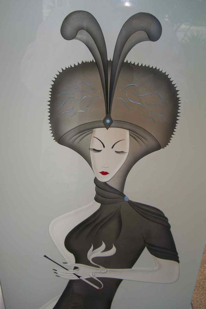 hand painted glass woman carved erte style hand painted glass woman carved erte style
