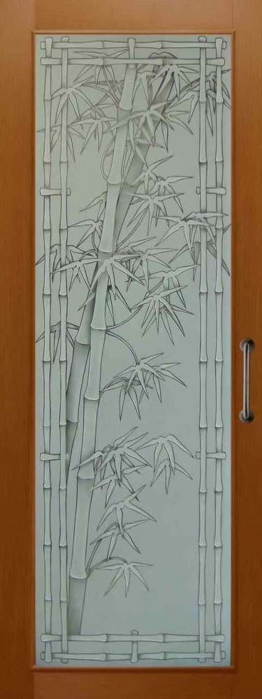 bamboo etched glass door