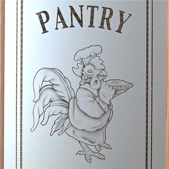 pantry door rooster chef frosted glass