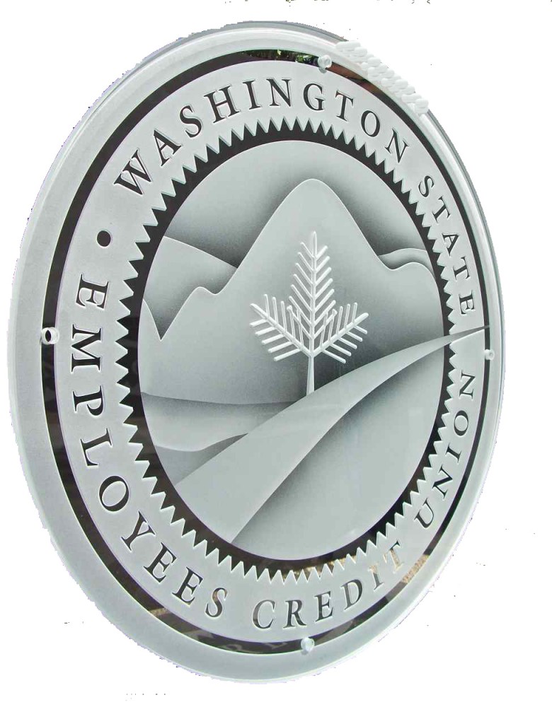 glass sign carved washington state employees credit union - 2