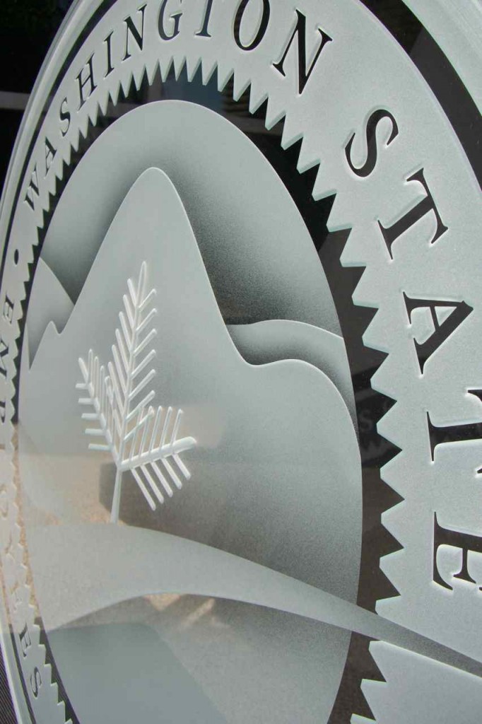 glass sign carved washington state employees credit union sans soucie