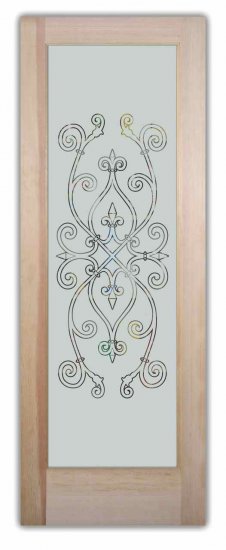 etched glass door wrought iron ironwork