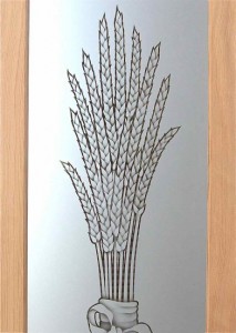 etched glass pantry door wheat
