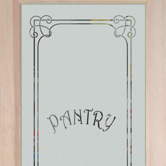 pantry door etched glass scroll border