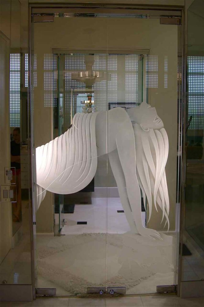 frosted frameless glass doors - Sans Soucie Art Glass