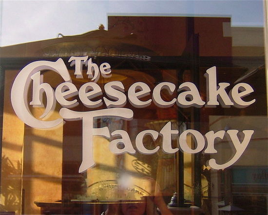 cheesecake factory logo etched glass
