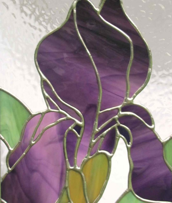 stained glass purple iris flower