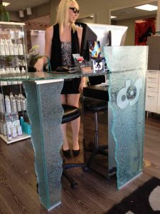 salon reception desk glass custom dos counter soucie sans sanssoucie