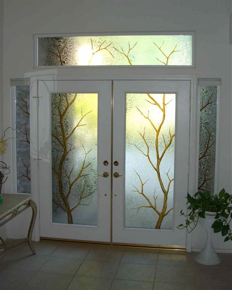 Entry Glass Coordinated Etched Glass Doors Windows Sans Soucie
