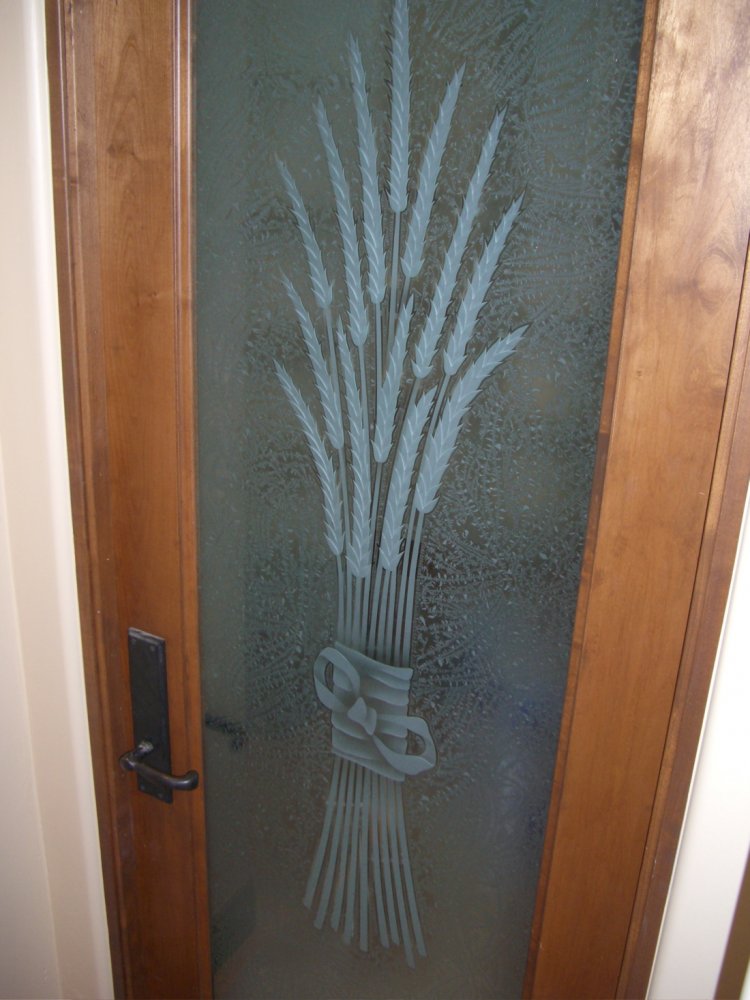 Dimensionally CARVED Glass Pantry Door "Bundled Wheat"