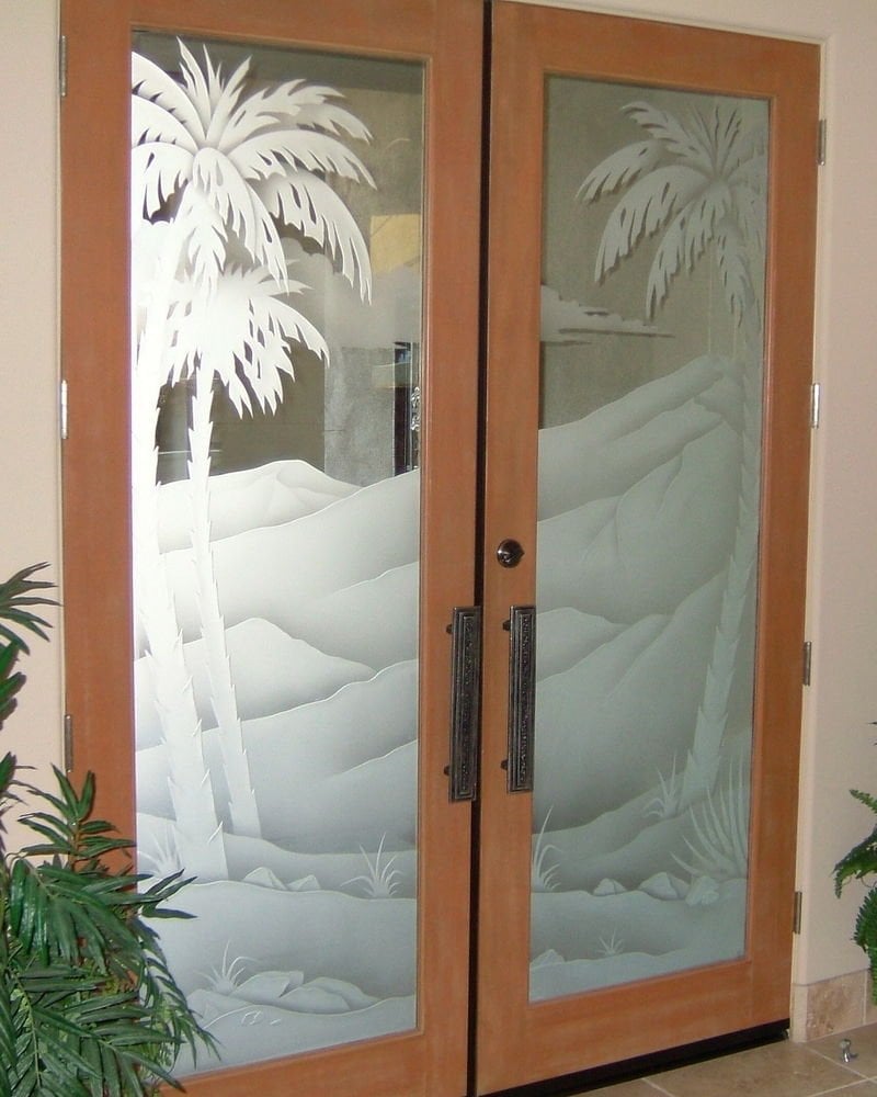  etched  glass  panels Sans Soucie Art Glass 