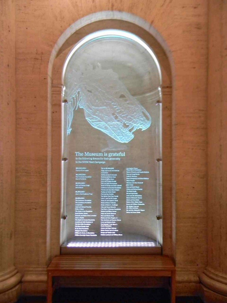 Natural History Museum Los Angeles - Glass Donor Plaques ...