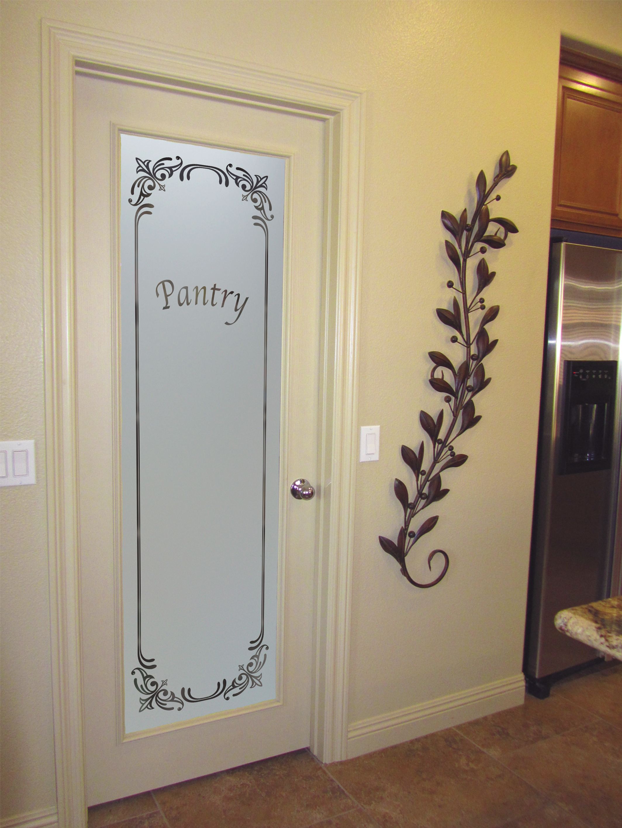 frosted glass pantry doors  Sans Soucie Art Glass