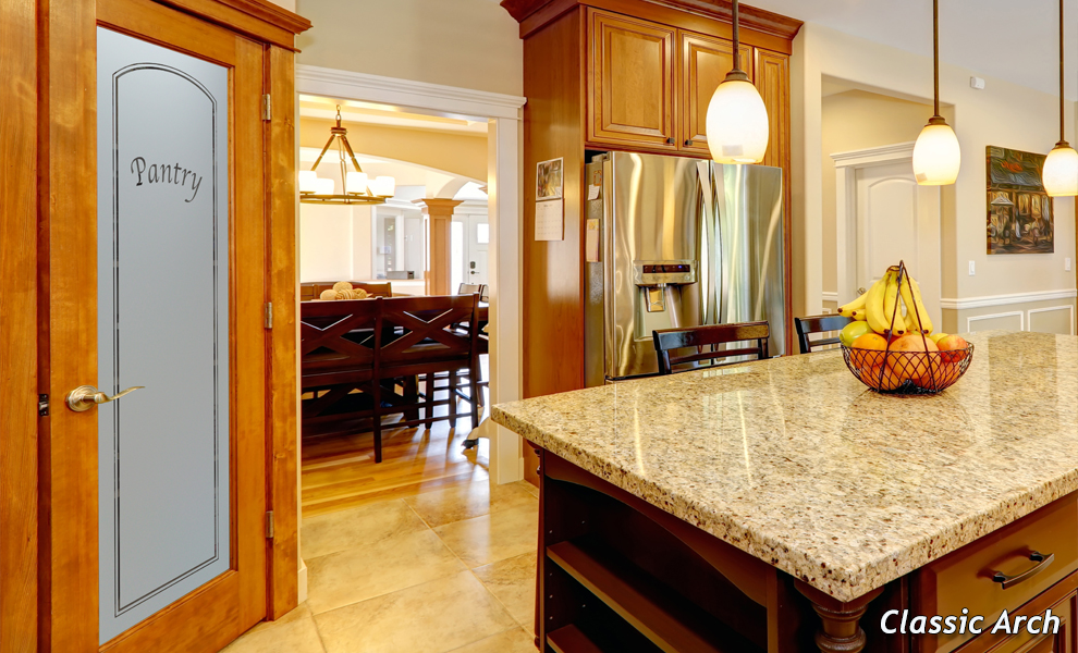 Classic Arched Pantry Door I - Etched Glass Door