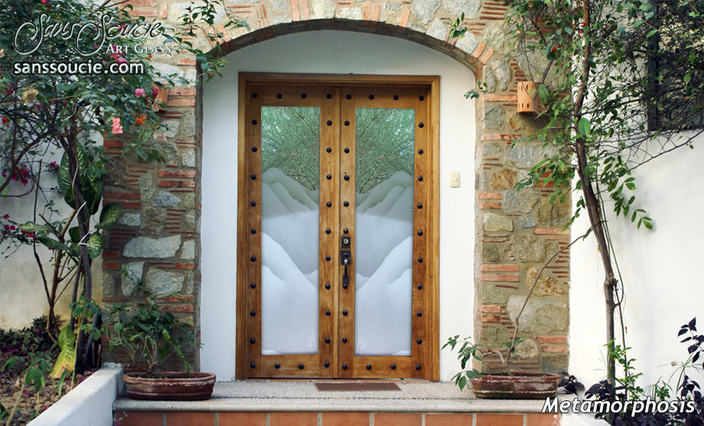 Mountains 2d Etched Glass Doors Western Decor Glass Entry Doors Etched Western Decor Mountains Landscape