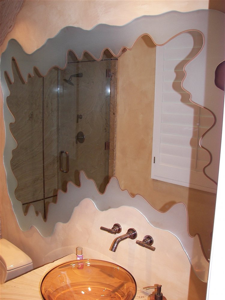Adria S Bath Custom Mirrors Sans Soucie Bath Mirror With Etched Carved And Painted Chiseled Edges By Sans Soucie