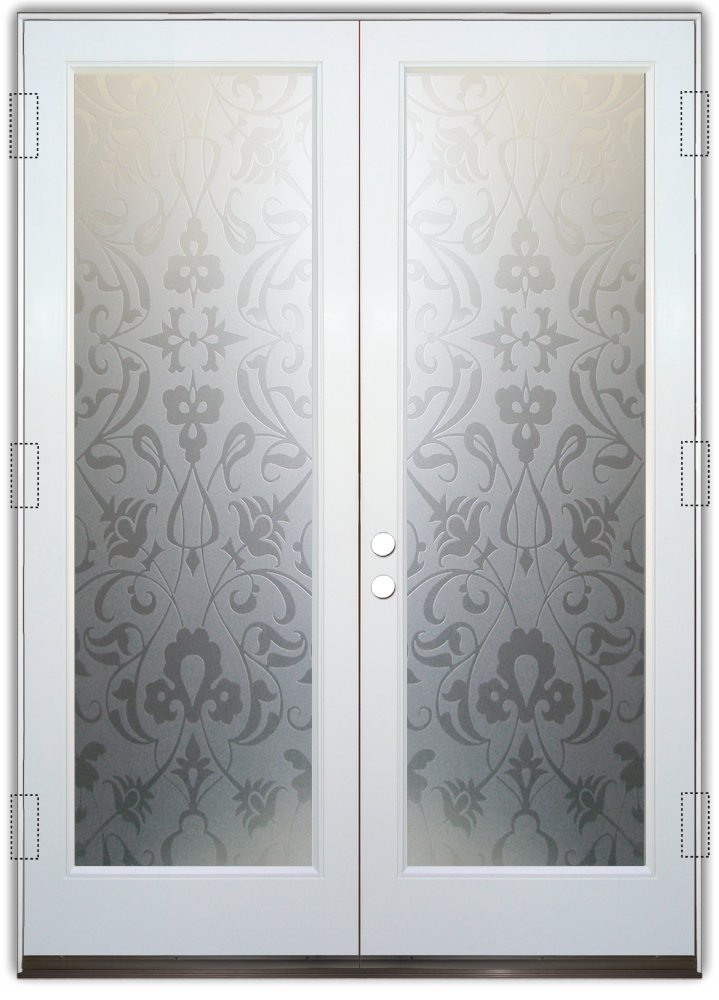 Floweret 2d Private Pair Etched Glass Doors Victorian Style
