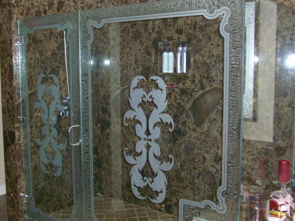 Flrce Ll Frmls Gls Shower Doors Etched Glass French Style Frameless Glass Shower Doors Etched French Style Ornate Flourishes Florence Ll Sans Soucie