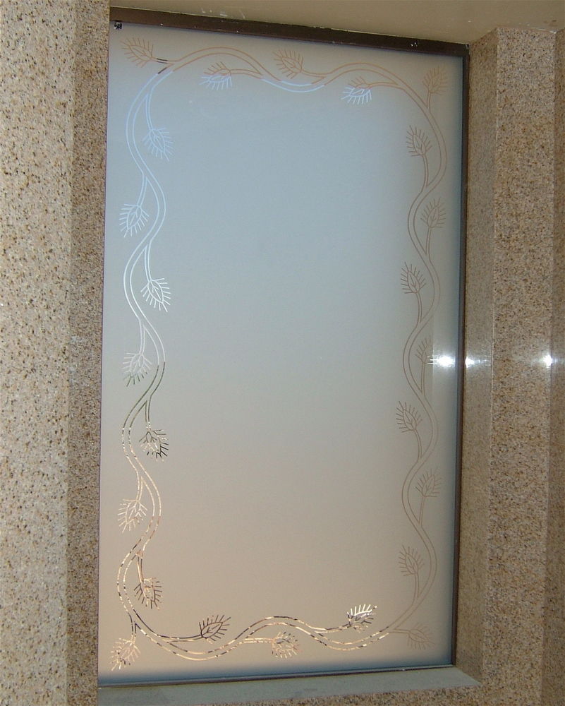 Acorn Border Glass Window Etched Glass Rustic Style