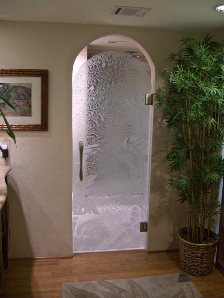 Tropical Banana Leaves Frameless Gl Doors Sans Soucie