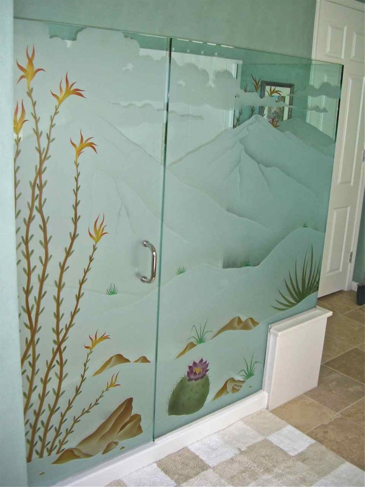 Etched Shower Doors Etched Shower Doors