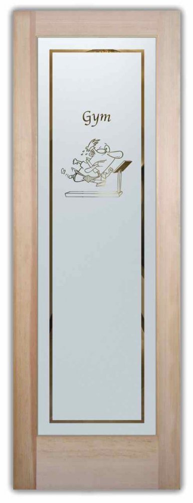 Treadmill Negative Etched Glass Door Sans Soucie interior etched glass doors gym room