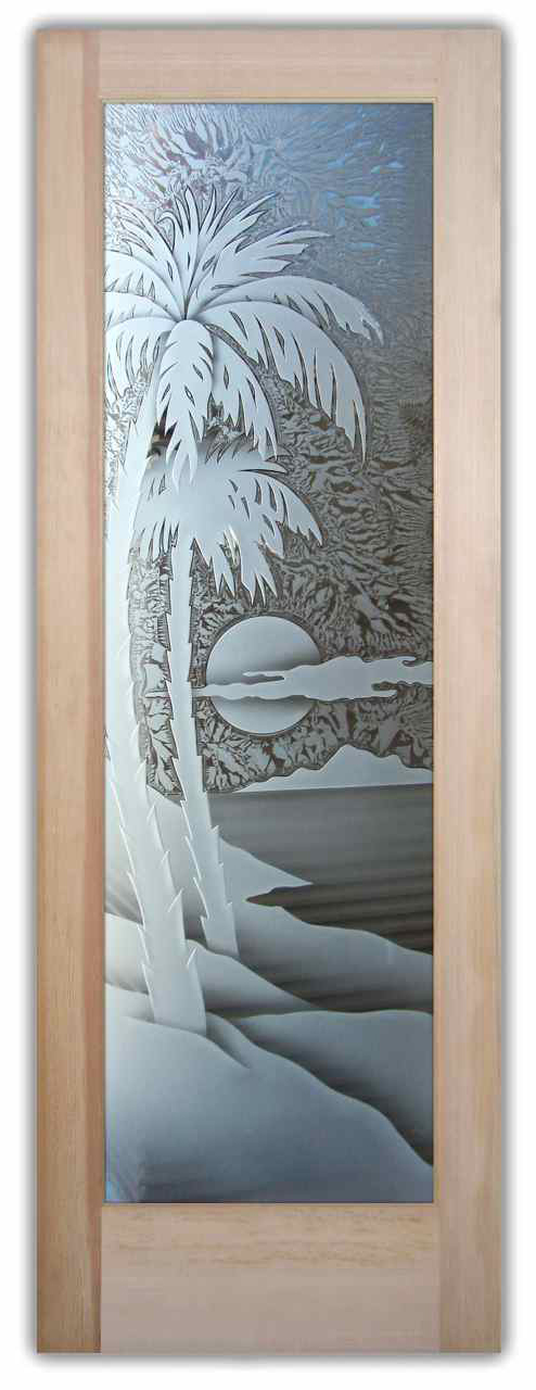 Tropical Designs Sans Soucie Art Gl 03 Palm Sunset Gc Door