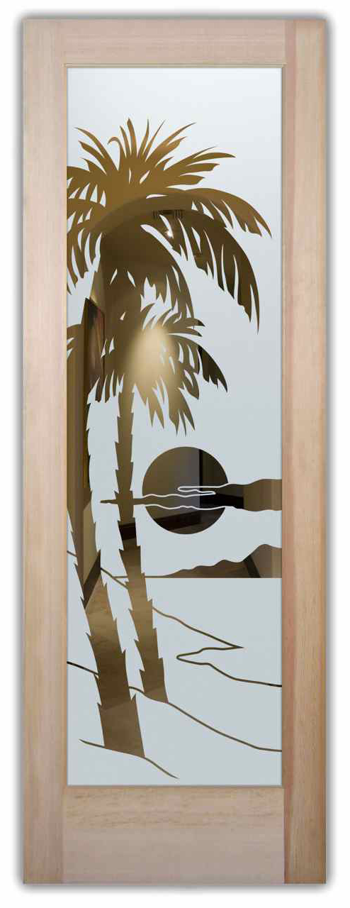 Tropical Designs Sans Soucie Art Gl 07 Palm Sunset Neg Int Door