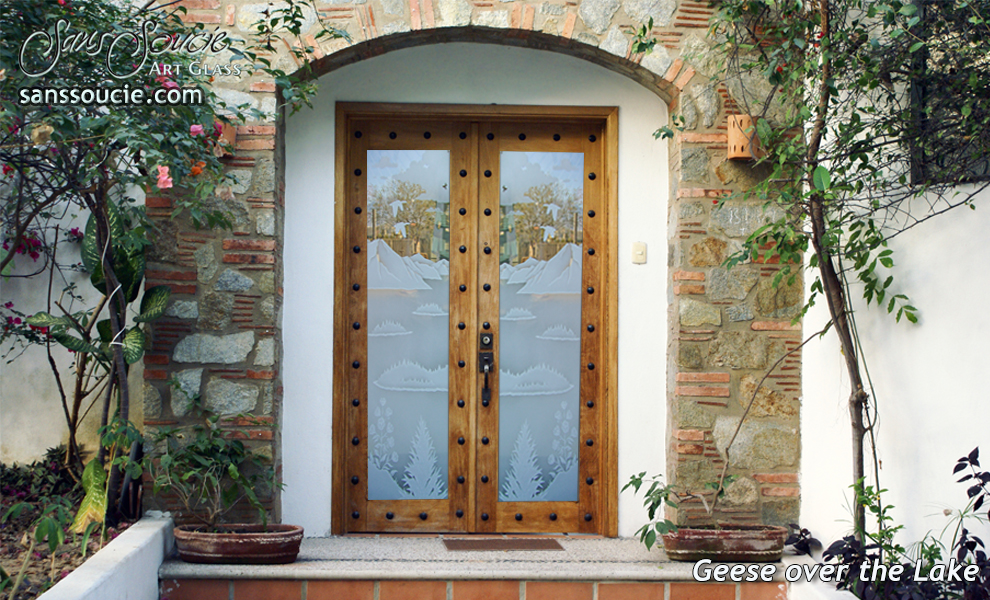 Elegant Double Front Doors rustic elegance with etched glass doors - sans soucie Elegant Double Front Doors rustic elegance with etched glass doors - sans soucie