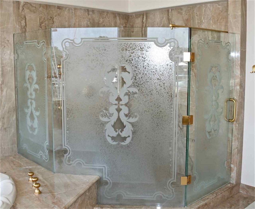 Shower Enclosures Sans Soucie Art Glass Custom Glass Shower Etched Tuscan Decor French Style Enclosure