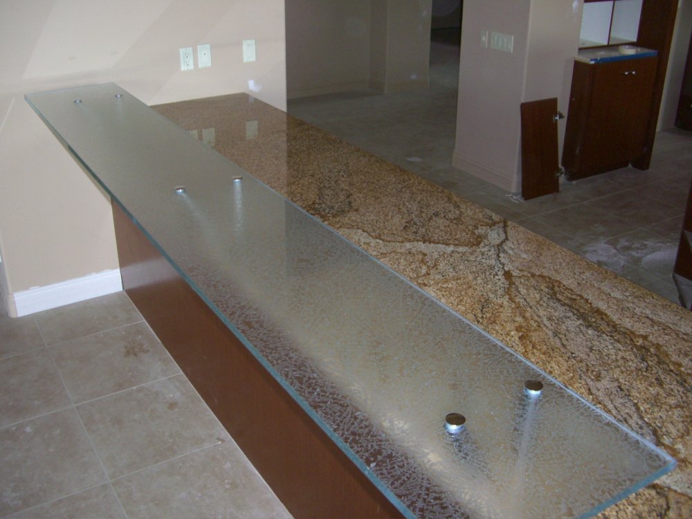 Glass Bar Top Counter :: Floating Kitchen Counter 