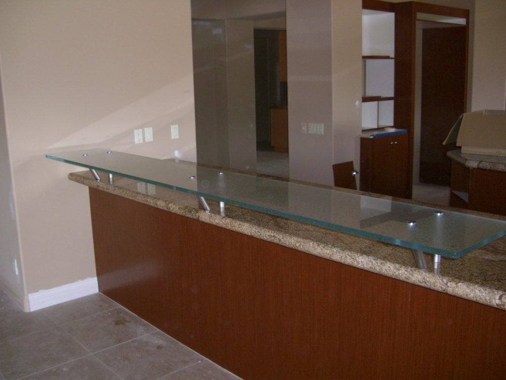 Glass Bar Top Counter :: Floating Kitchen Counter 