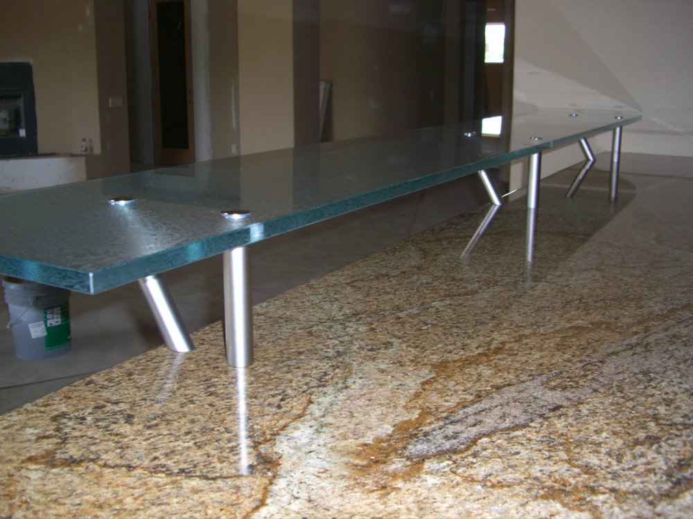 Glass Bar Top Counter :: Floating Kitchen Counter 