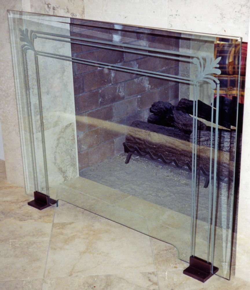 Filigree Pinstripe Fireplace Screen Sans Soucie Art Glass