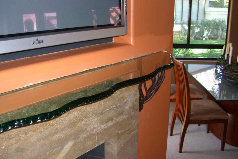 Glass Shelf Shelving L Custom Fireplace Mantel Fireplace Mantel Shelf Chipped And Polished Edge Glass By Sans Soucie