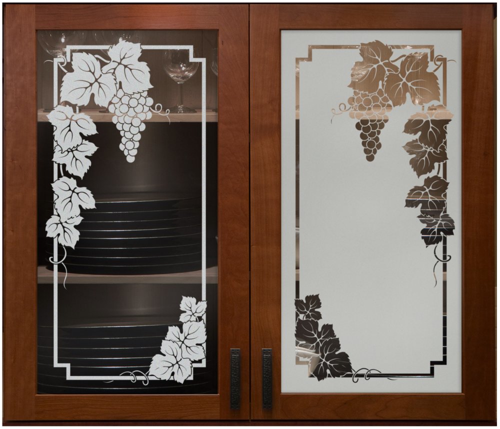 Etched Cabinet Glass :: Grapes Grapevine :: Frosted Cabinet Glass Etched Cabinet Glass :: Grapes Grapevine :: Frosted Cabinet Glass