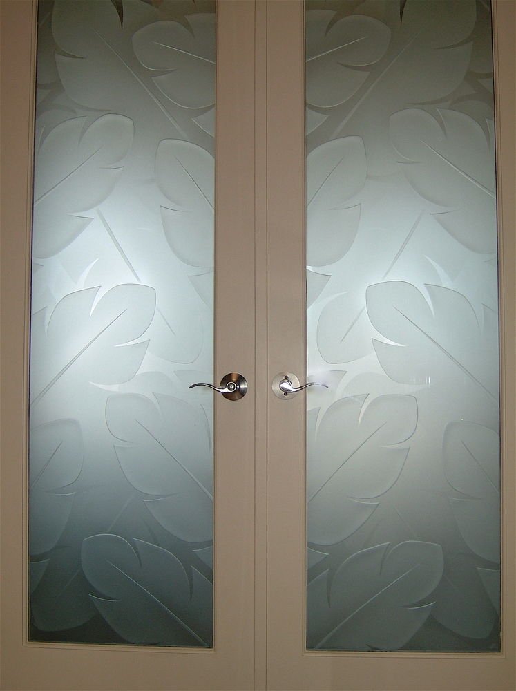  Banana  Leaves 3D Private Glass Door  Inserts Sans Soucie